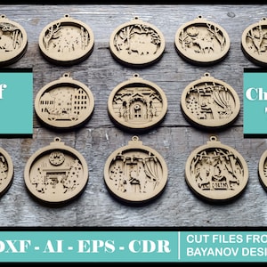Set of 13 Christmas toys, ai cdr,svg, dxf files for cnc, laser cut files, vector files, vector cutting plan