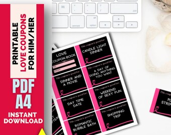 Afdrukbare liefdescoupons, Valentijnscadeaus, afdrukbare cadeaus voor hem, haar, echtgenoot, vriend, vrouw, vriendin, seksliefdescoupon, instant download
