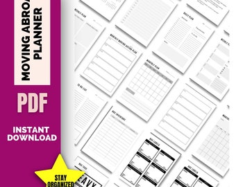 Printable moving checklist | moving abroad checklist | Moving abroad planner | Printable checklist | Relocation Planner |  Relocation Binder