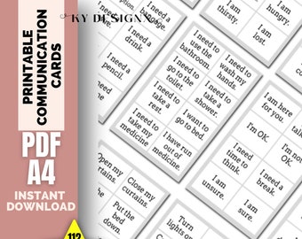 Cartes de communication imprimables, non verbales, autisme, adolescents, adultes, mutisme sélectif, accident vasculaire cérébral, cartes de communication visuelle, parole et langage