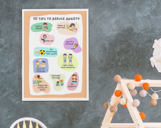 10 Tips to Reduce Anxiety PDF A4 Poster for Kids - Calming Strategy PDF ...