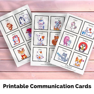 Cartes de communication imprimables - Mutisme sélectif - autisme non verbal - Cartes de communication mignonnes pour enfants / enfants - PEC avec retard d'élocution
