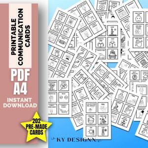202 printable Communication Cards for Non-Verbal, Autism, Selective Mutism, speech delay, visual communication cards, cue cards, visual aid