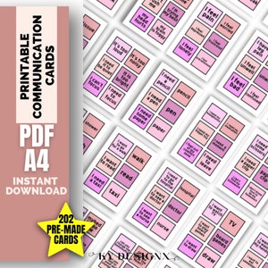 Selective Mutism, 202 pink printable visual Communication Cards, Non-Verbal, Autism, Anxiety, STROKE, Print Show to Tell Communication Cards