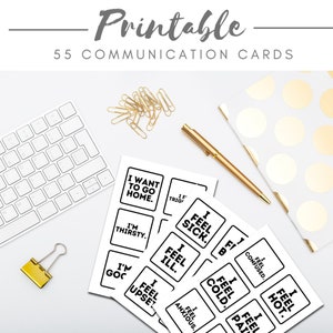55 tarjetas de comunicación imprimibles Niños/adolescentes/adultos, mutismo selectivo, autismo, TDAH, SPD, no verbal, SEN, tarjetas de comunicación,