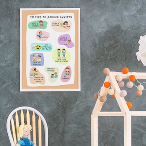 10 tips om angst te verminderen PDF a4-poster voor kinderen - Kalmerende strategie PDF-poster voor kinderen, Kids Calm Down Corner | Emotionele Regulatie |