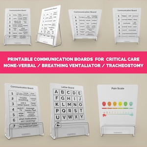 Afdrukbare IC-patiëntencommunicatiekaarten voor gebruikers van beademingsapparatuur / niet-verbale / verlamde / communicatiekaarten voor intensive care -