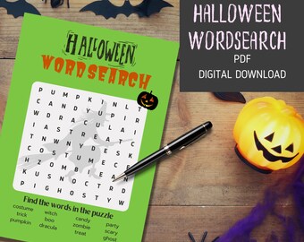 Halloween kids Word Search Printable, Halloween, Halloween Party Game, Halloween Puzzle for Kids, Halloween Worksheet halloween printable
