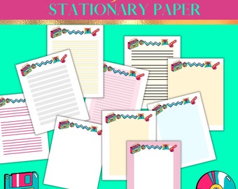 90s nostalgia stationary paper. Printable Writing Stationery, Stationery paper, 90S planner pages , printable stationery set, 90'S ERA