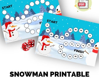 SNOWMAN printable board game,  Family Board Game, Winter Board Game, Holiday Game Night, Instant Download Game, Printable Winter Activity.