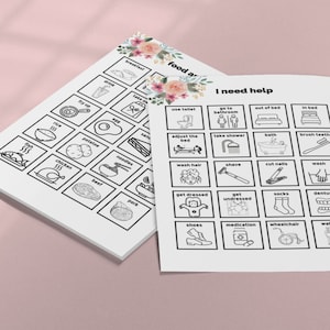 Kommunikation / Visueller Brett PRINTABLE Autismus PRINTABLES, Ausdruckbare Ausdrucksformen für Selbstgemachte Menschen, Lernschwierigkeiten, Schlaganfall-Erholung, Blumen