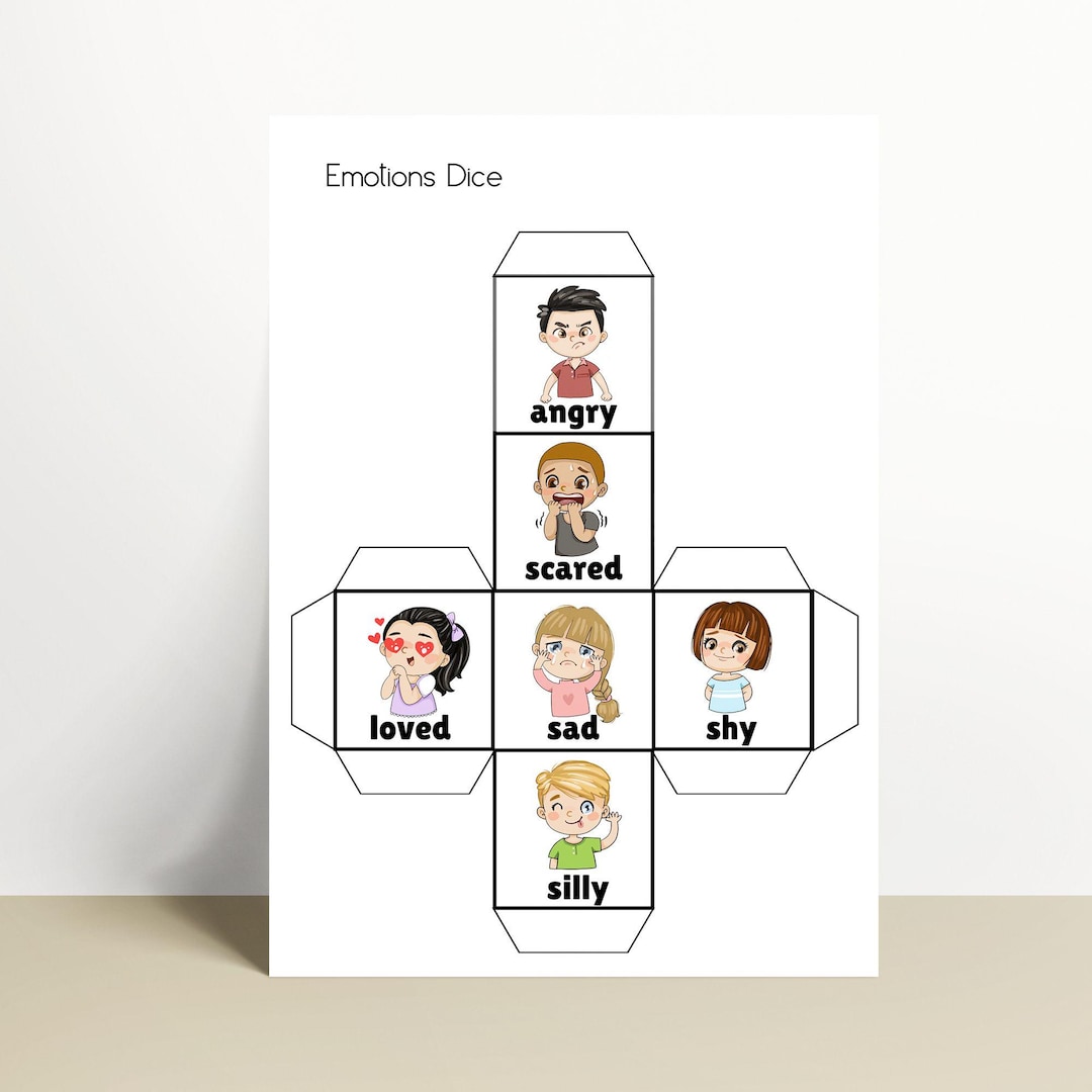 Printable emotions dice cube feelings and emotions cubes printable