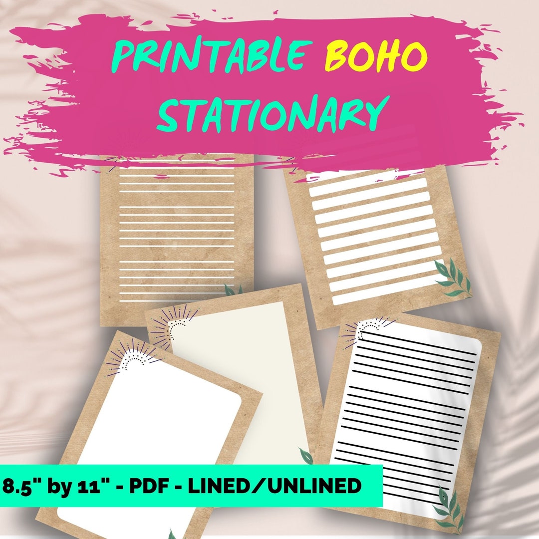 BOHO Style Stationary Paper. Printable Writing Stationery, Stationery ...