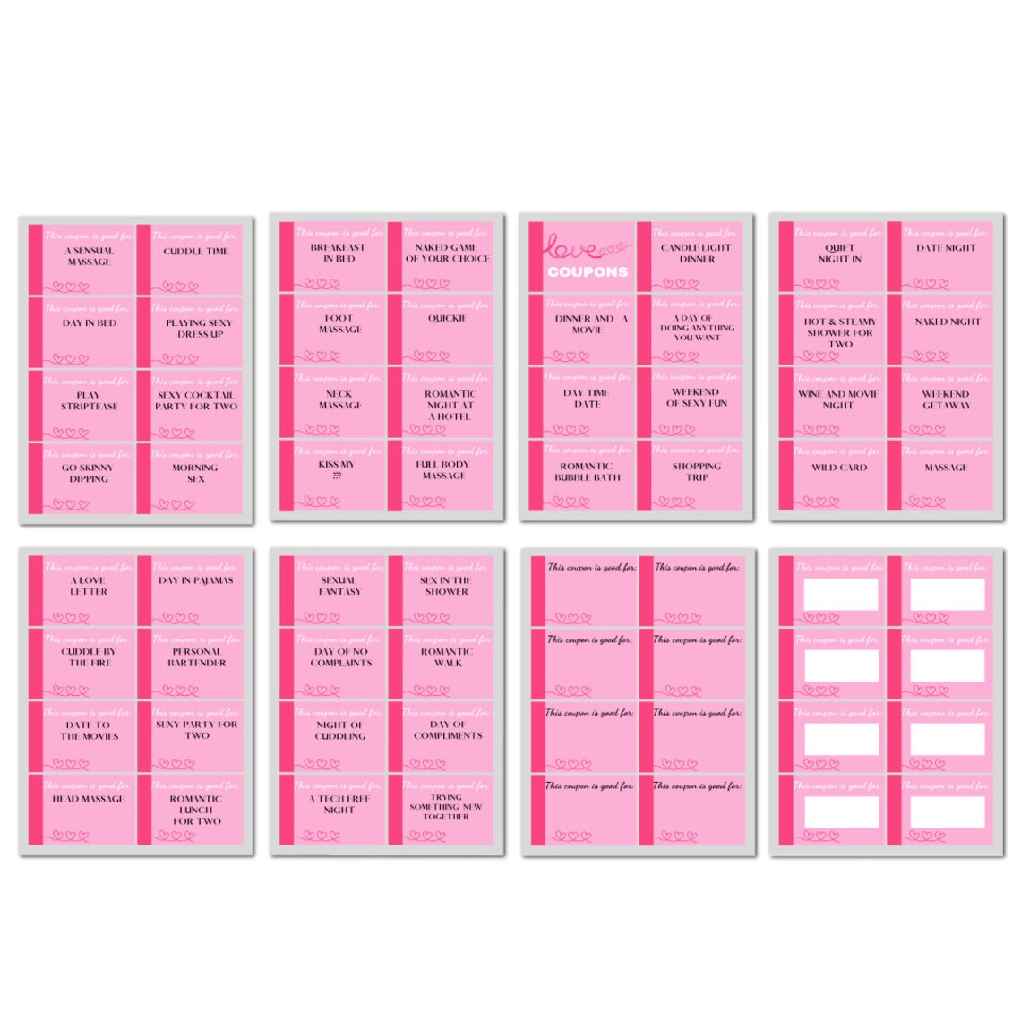 Pink Printable Love Coupons Valentine Pink PRINTABLE | Etsy