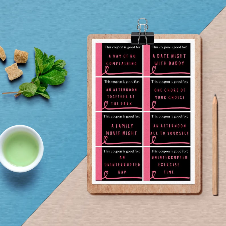 Printable MOTHERS DAY Coupons Editable Coupon Book, Mummy Vouchers ...