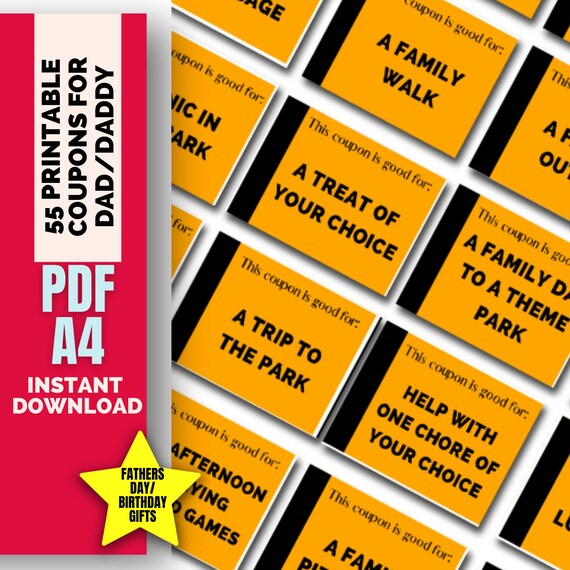 Printable Editable Coupons FOR DADDY Printable Daddy Gifts - Etsy