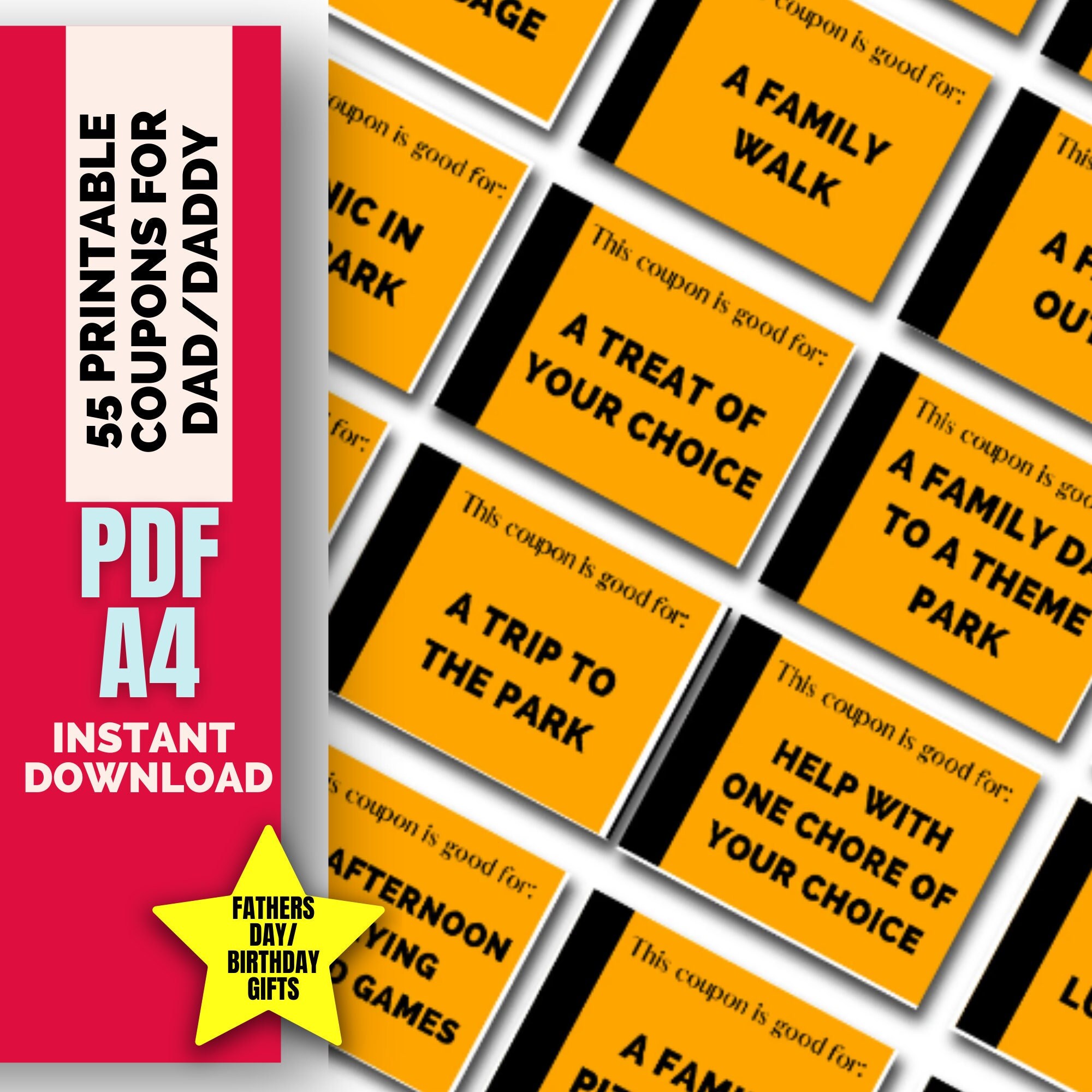 Printable Editable Coupons FOR DADDY, Printable Daddy Gifts, Printable ...