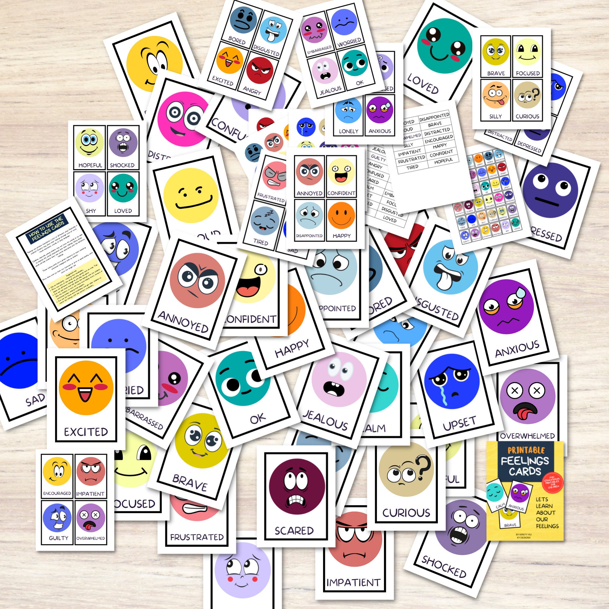 Printable FEELINGS Cards , Feelings Flashcards, Selective Mutism ...