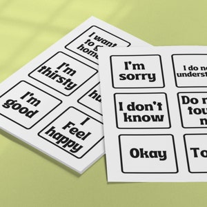 Druckbare Kommunikationskarten für Wählten Mutismus, Angst, Autismus, Post OP, Genesung von Krankheit, / Printable Therapie-Ressourcen