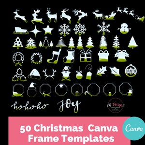 50 Canva Frames Christmas, Canva templates, Canva custom made frames, Mock up templates, Christmas graphic