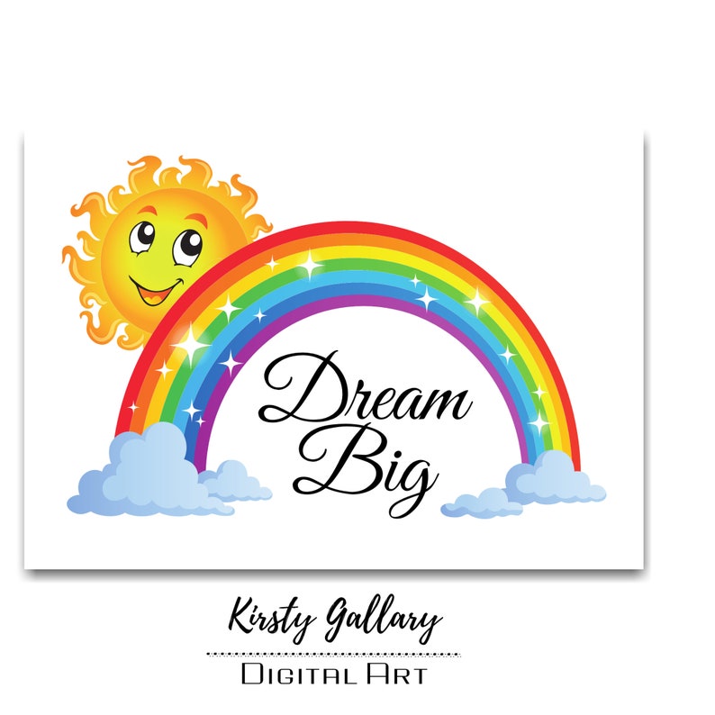 Nursery Digital Printable Kids Wall Decor Rainbow Printable dream big Rainbow Wall Decor printable wall decor gifts