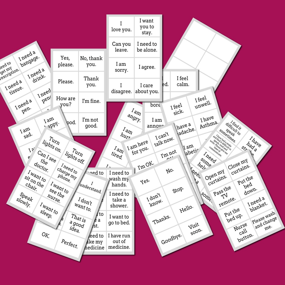 Selective Mutism, Printable Communication Cards, Non-verbal, Autism ...