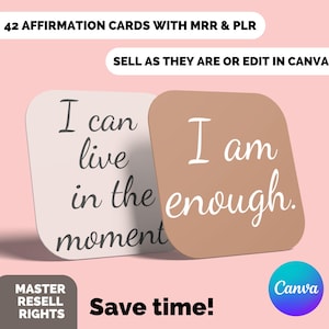 Derechos de reventa maestra (MRR) 42 tarjetas de afirmación, producto digital listo para usar para vendedores de Etsy, tienda en línea. PLR y MRR: venda en su tienda