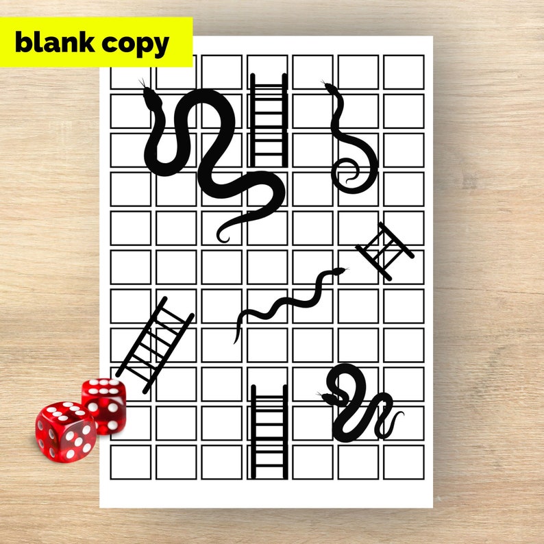 Printable Snakes and Ladders Board Game, Family Board Game, KIDS Board Games PDF, Downloadable ...