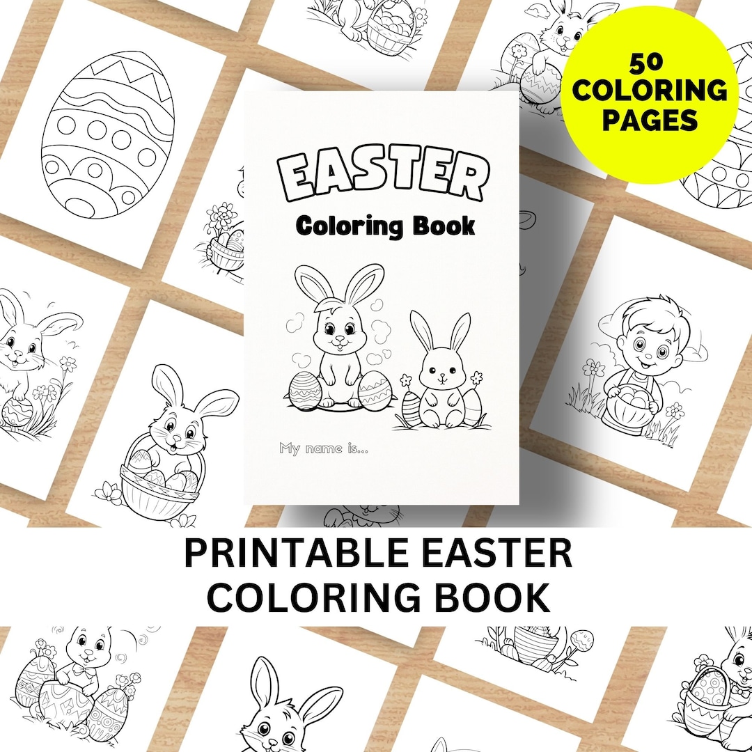Printable Easter Coloring Book 50 Coloring Pages, Activity Book