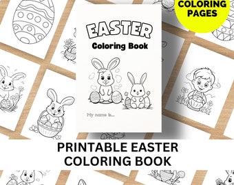 Livro para colorir de Páscoa para impressão - 50 páginas para colorir, livro de atividades, colorir primavera, bebês, crianças, artesanato, PDF, download, colorir, digital