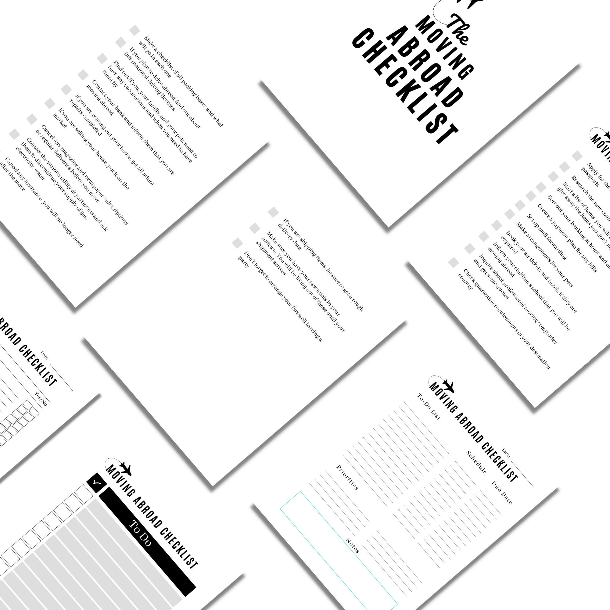 Moving Abroad Checklist Printable Moving Checklist Etsy