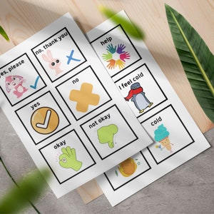 144 afdrukbare communicatiekaarten voor kinderen Autisme, selectief mutisme, spraakvertraging, visuele communicatiekaarten, signaalkaarten, non-verbaal