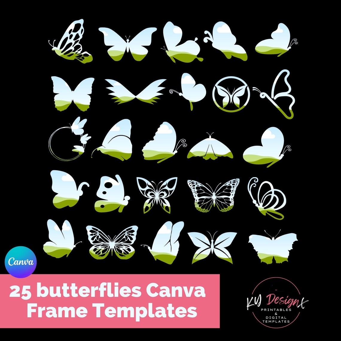 25 Customizable Canva Frames Butterflies Butterfly Canva Etsy