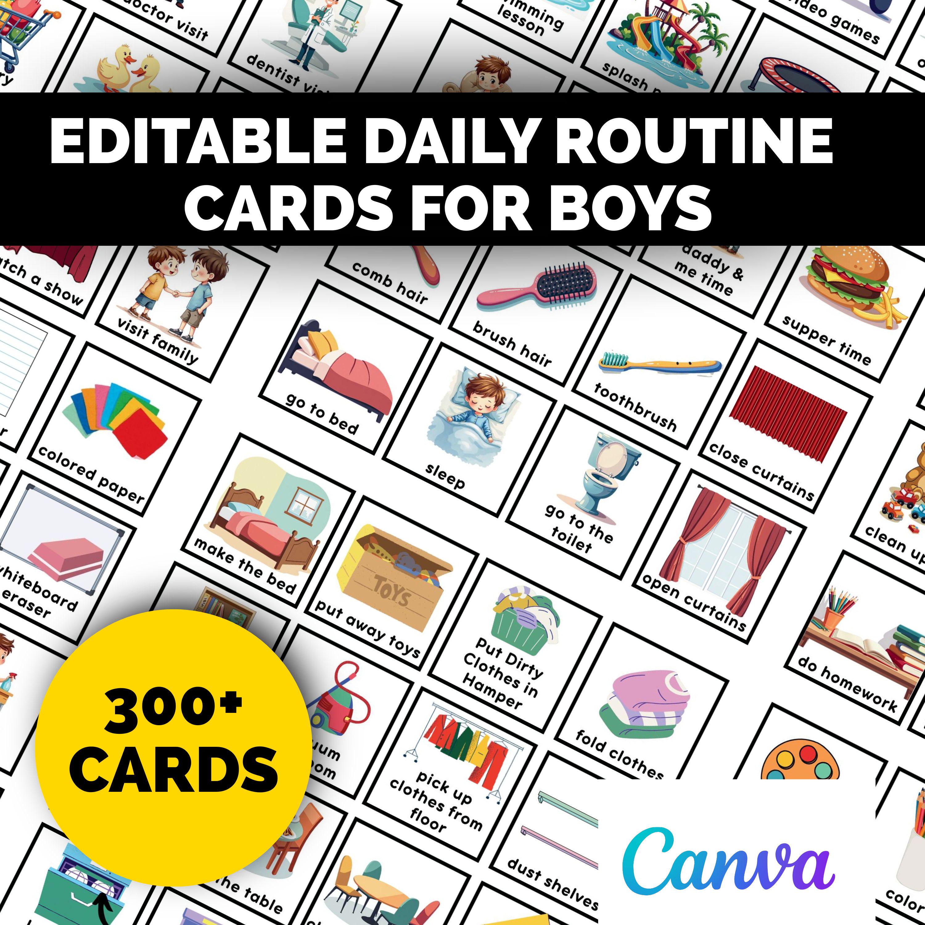 Pec Printables Daily Routine Canva Editable Visual Task Cards, Autism Schedule , Canva Toddler ...