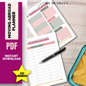 Printable moving checklist | moving abroad checklist | Moving abroad planner | Printable checklist | Relocation Planner |  Relocation Binder