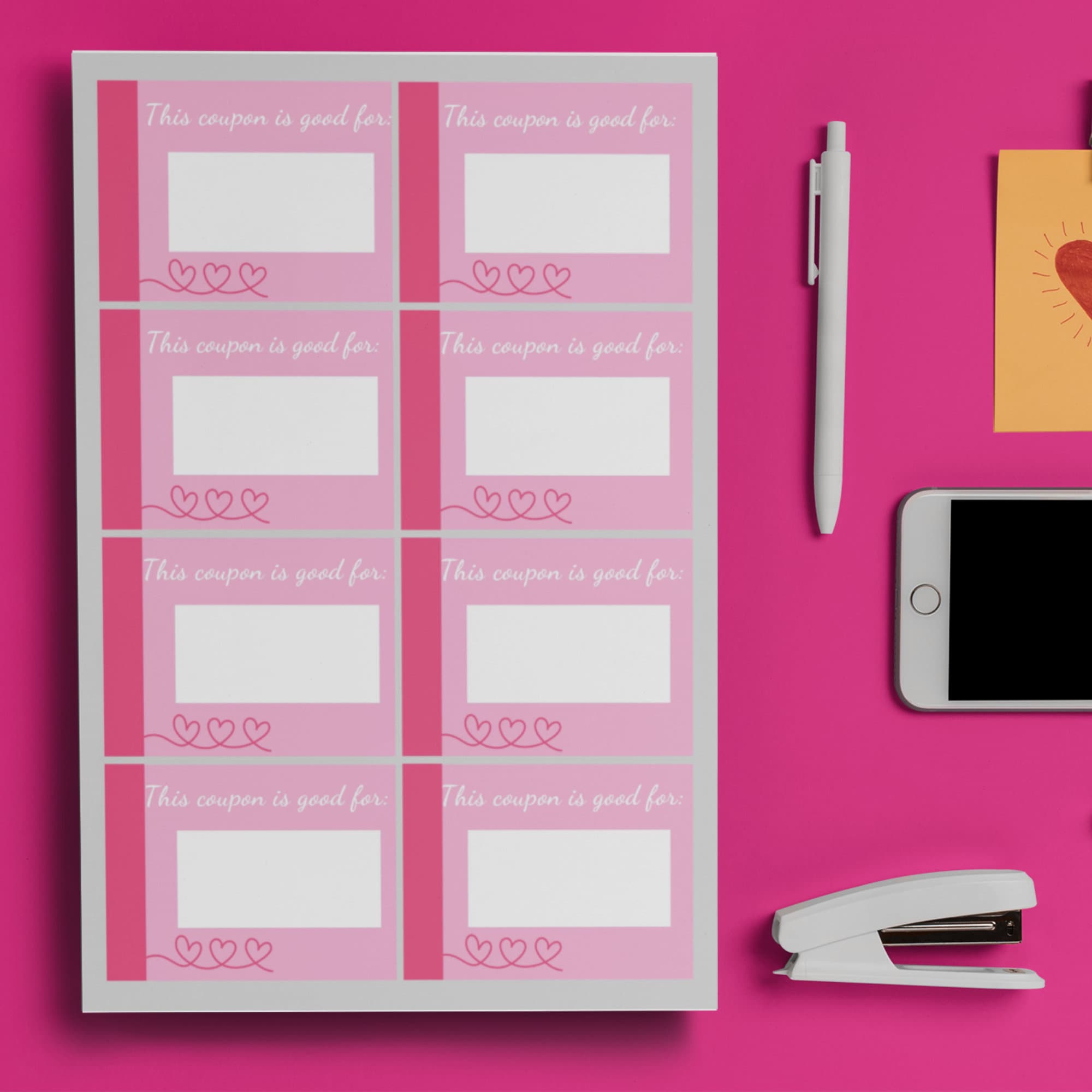 Pink Printable Love Coupons, Valentine Pink PRINTABLE, Printable Gifts ...