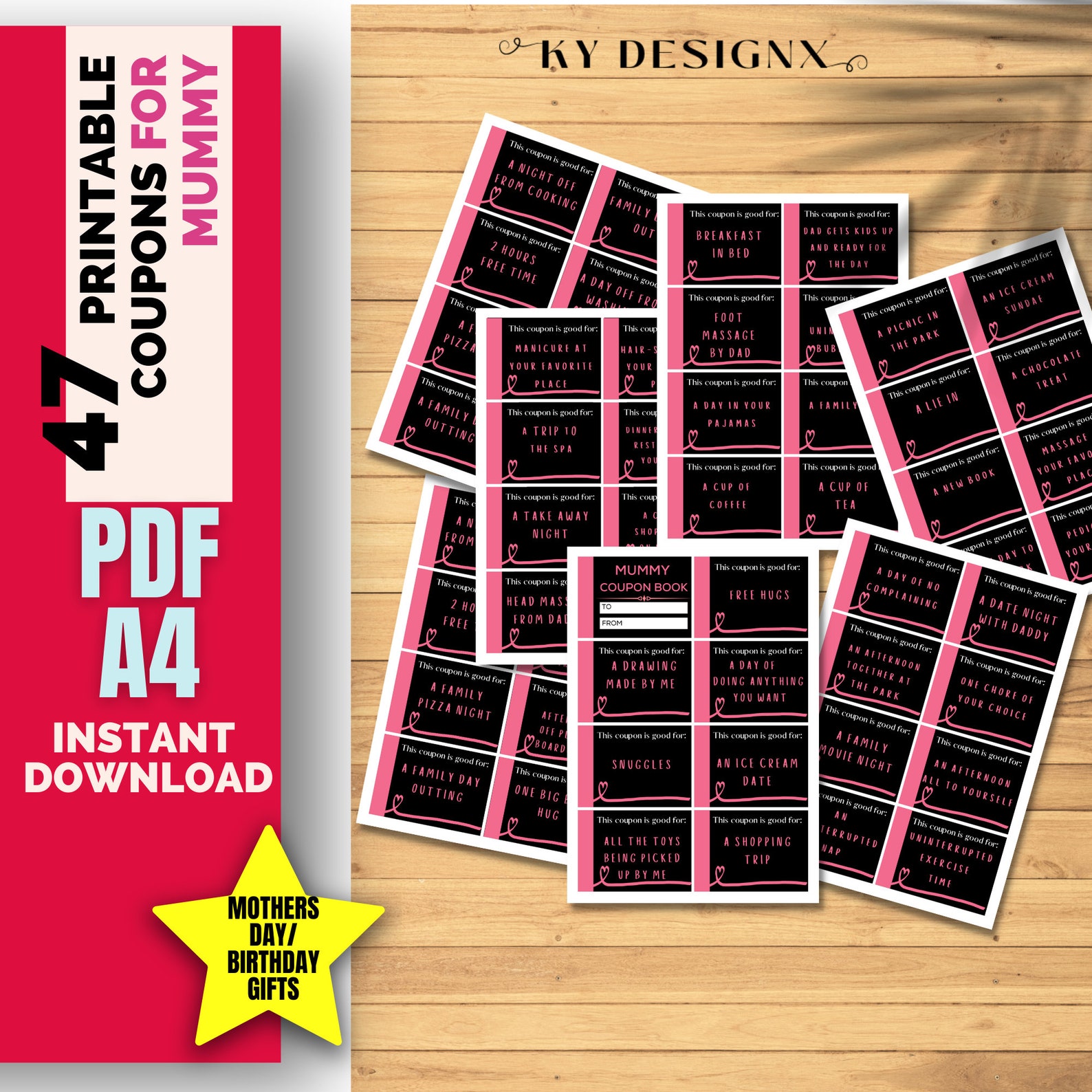 Printable MOTHERS DAY Coupons Editable Coupon Book, Mummy Vouchers ...