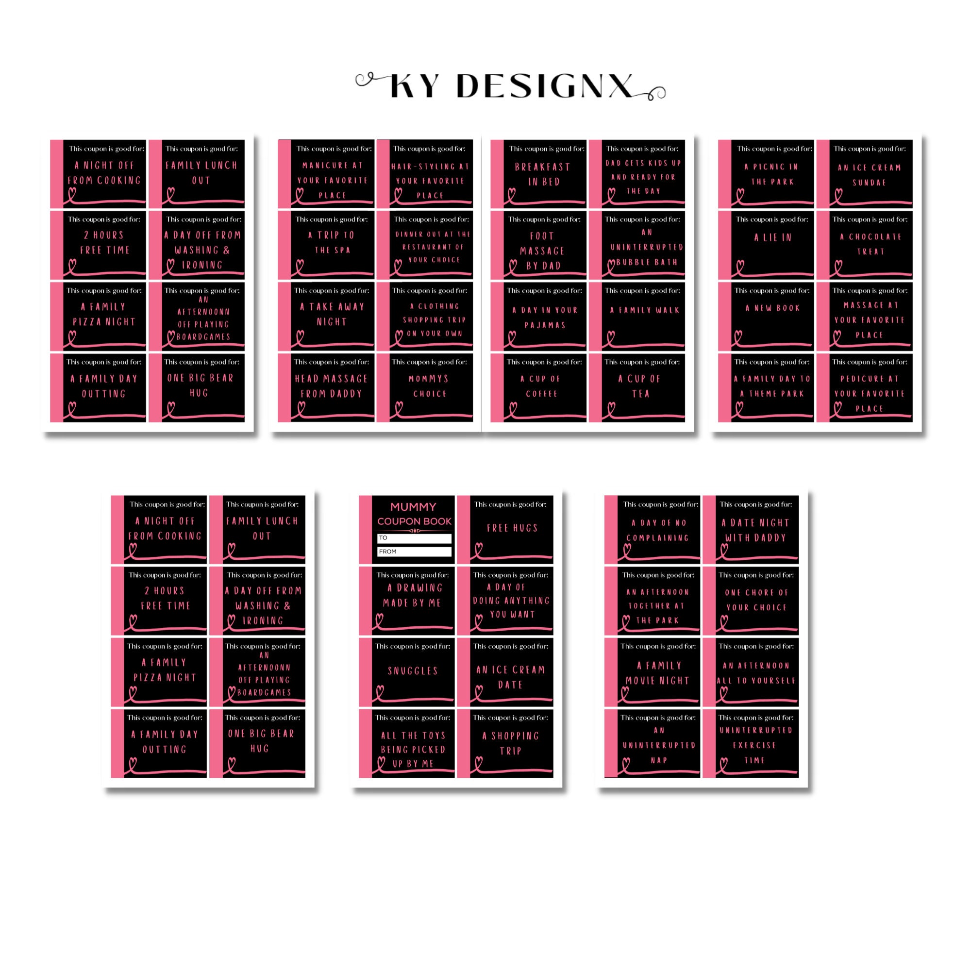 Printable MOTHERS DAY Coupons Editable Coupon Book, Mummy Vouchers ...