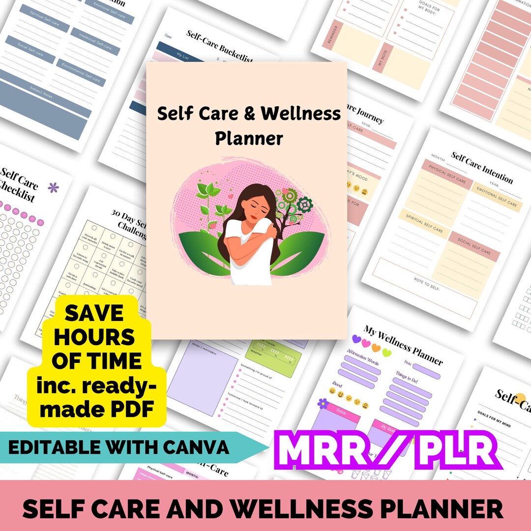 Self-care & Wellness Planner – Editable Canva Template With MRR PLR ...