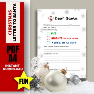 Letter to Santa, Printable letter to Santa, kids Christmas Printable, DIY Santa letter, Dear Santa letter, Christmas  printables, kids,