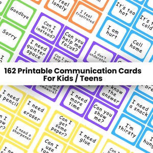 Printable Color coded Communication cards for kids / teens, school setting, selective mutism, non-verbal, autism, communication boards