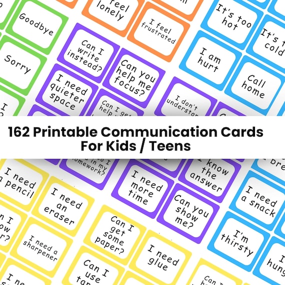 Printable Color Coded Communication Cards for Kids / Teens, School