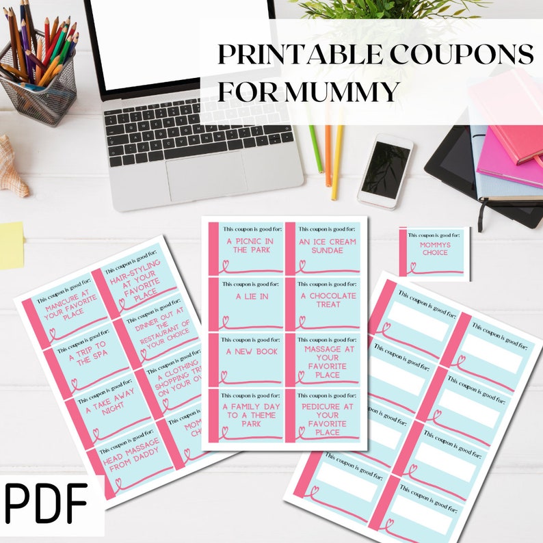 Printable MOTHERS DAY Coupons - Editable Coupon Book, Mummy Vouchers ...