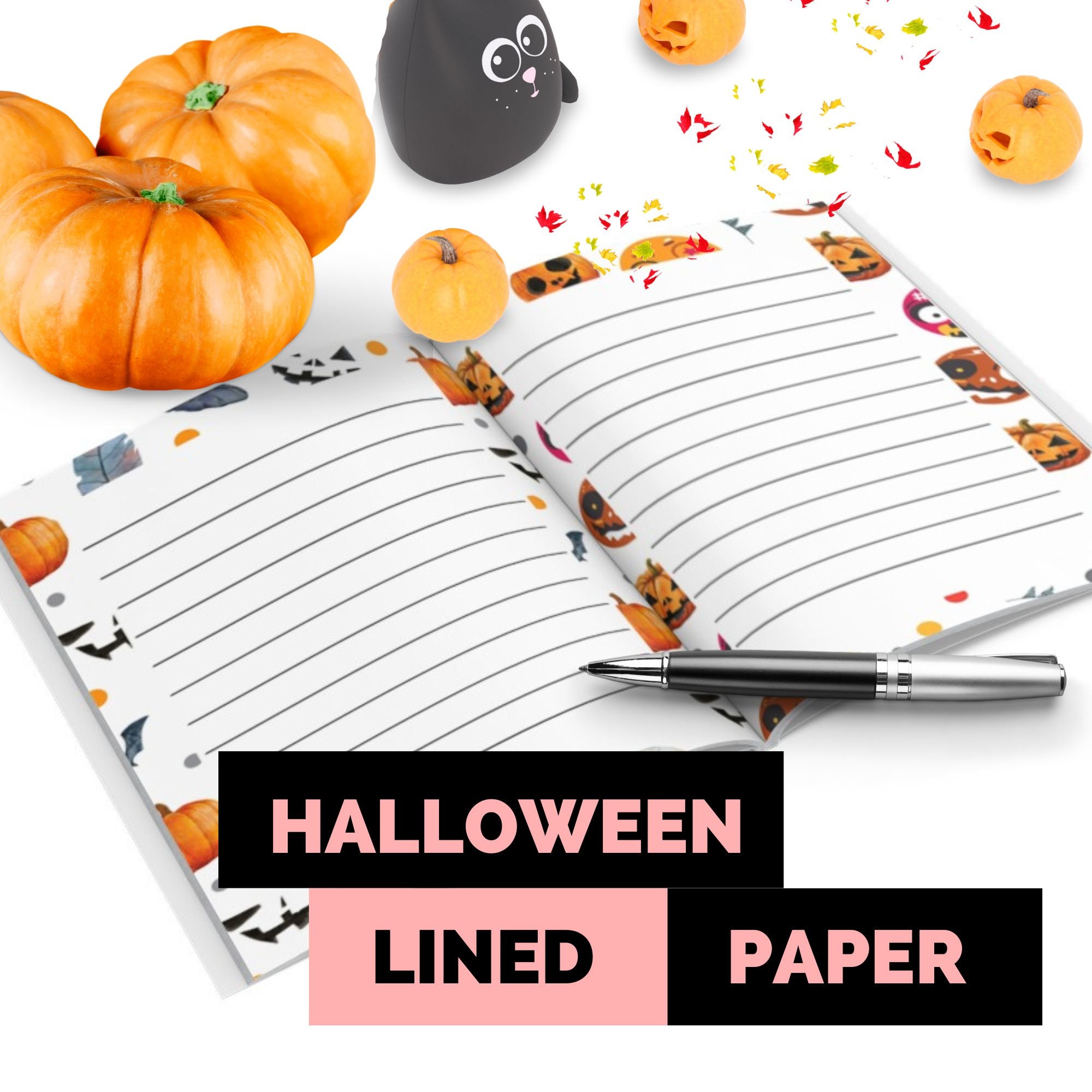 Printable Halloween Lined Paper, Halloween Writing Paper, Printable