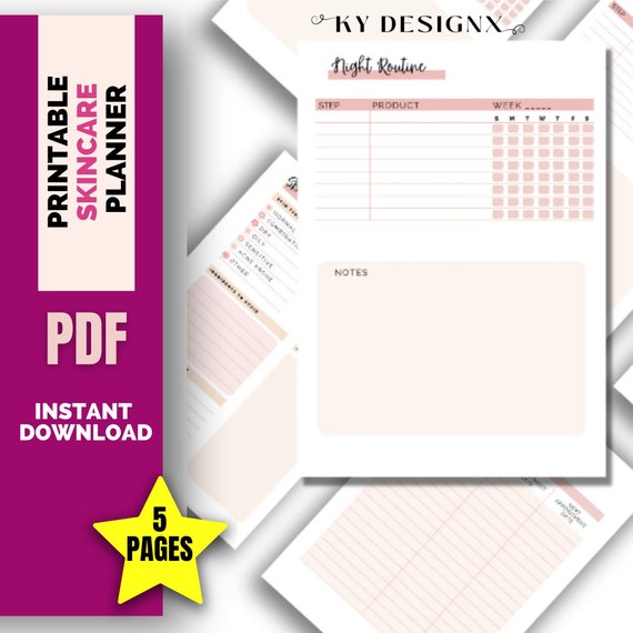Skincare Routine Printable, SKIN care Planner, skin Journal, SkinTemplate, Skin Care Routine, Skin Care Inserts | Modern A5 Planner Insert