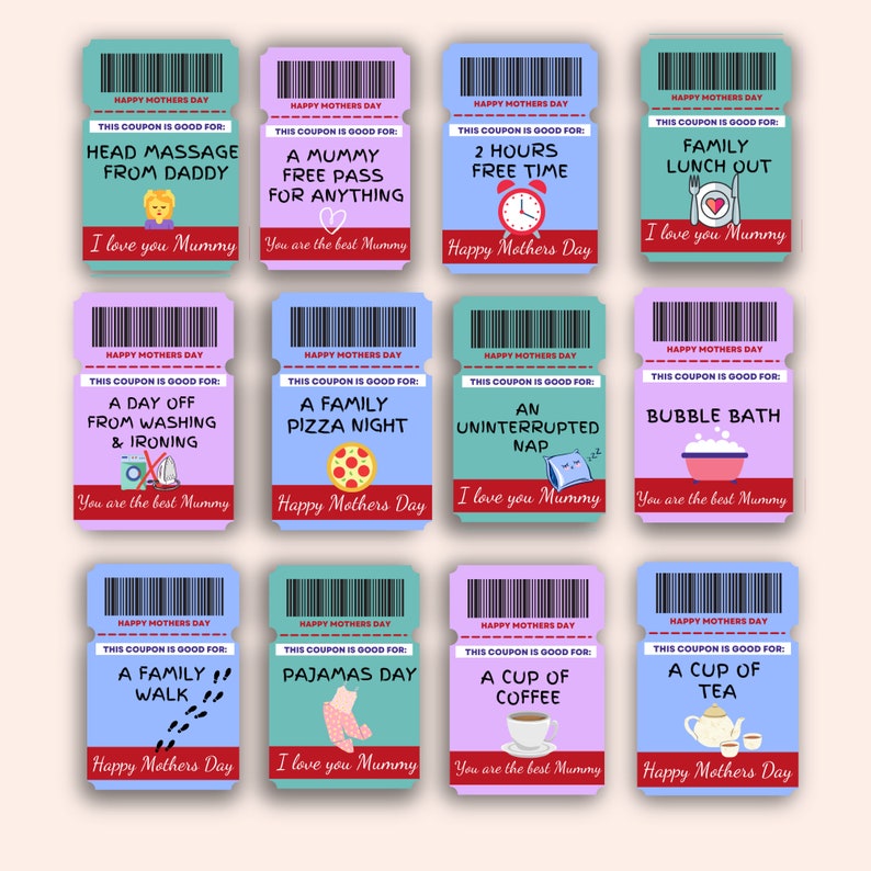 Printable Coupons for Mummy Mothers Day, Mothers Day Printable for Kids ...