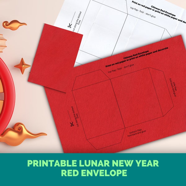 Printable Lunar new year RED ENVELOPE, Chinese New Year envelopes, DIY  Lunar new year red package, pdf red package cny, hongbao, laisee