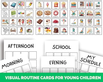 Druckbare visuelle Routinekarten für Kinder | Tagesplaner Aktivitätskarten | Autismus Sehhilfen | Routine für das Klassenzimmer und zu Hause