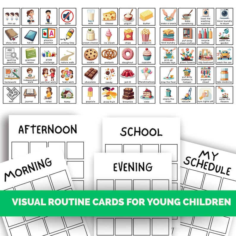Printable Visual Routine Cards for Kids | Daily Schedule Activity Cards ...