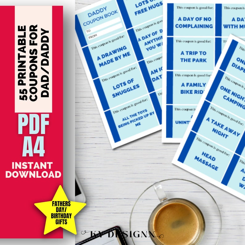 Printable Editable Coupons FOR DADDY, Printable Daddy Gifts, Printable ...